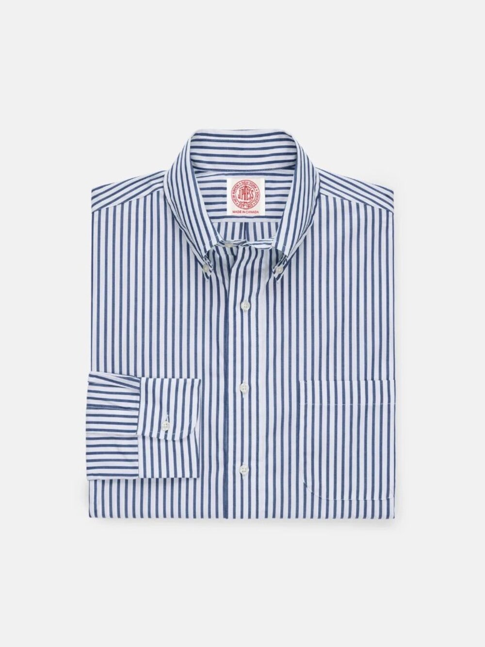 J. Press Made-in-Canada Navy Butcher Stripe Button Down Shirt 15.5/34